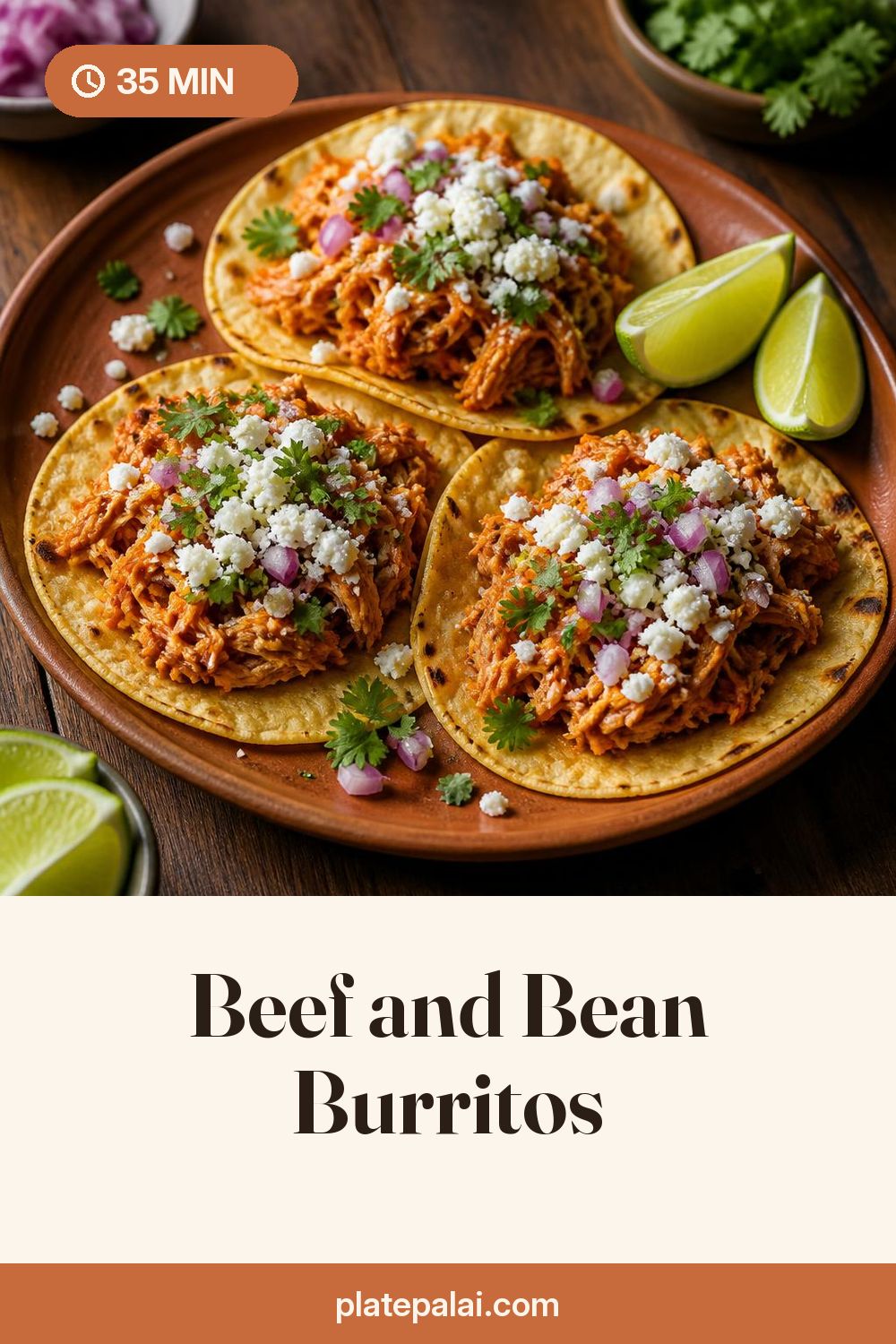Beef and Bean Burritos recipe pin