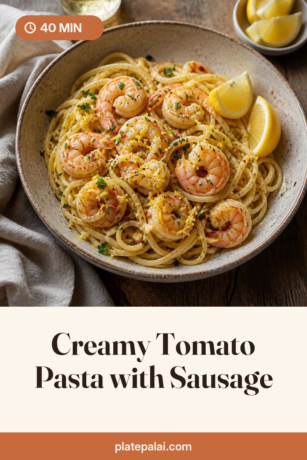 Creamy Tomato Pasta with Sausage recipe pin