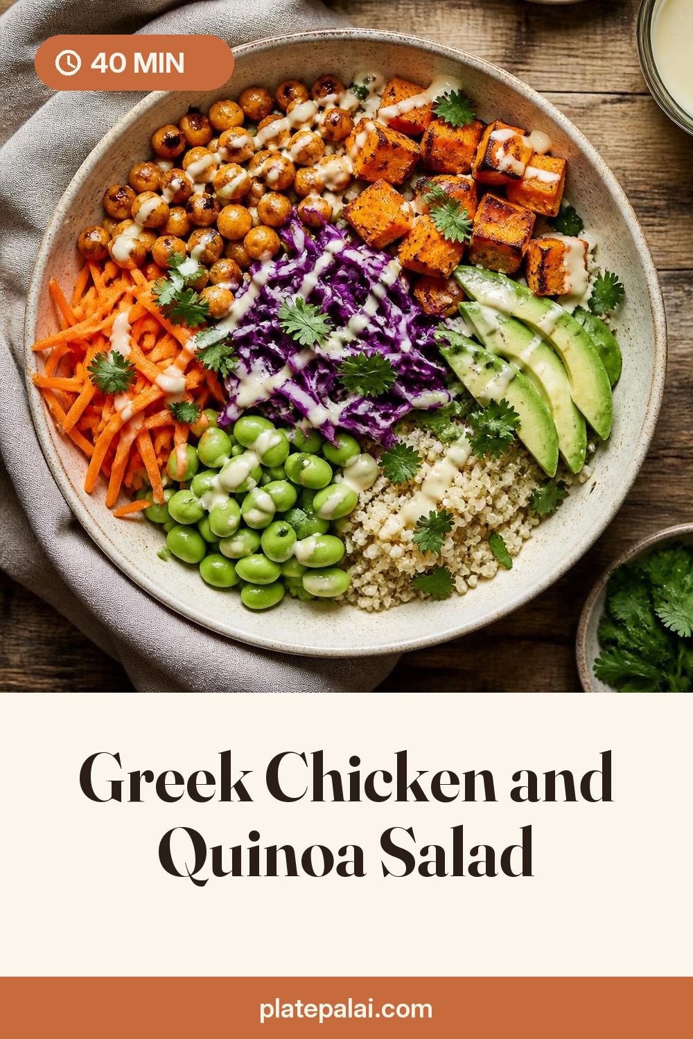 Greek Chicken and Quinoa Salad recipe pin