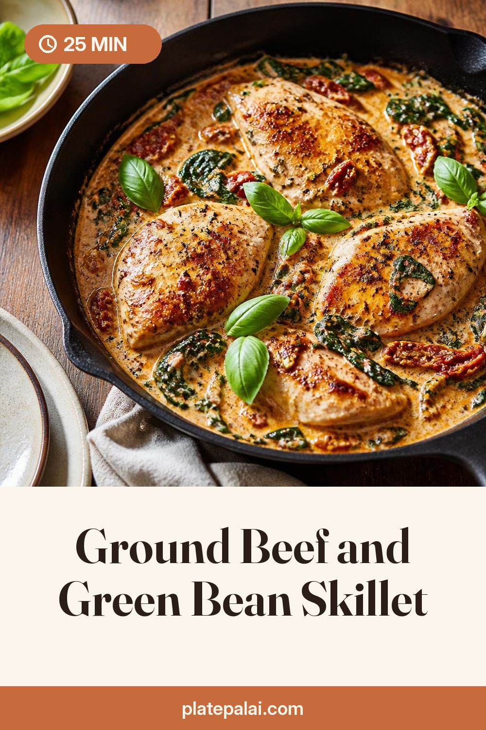 Ground Beef and Green Bean Skillet recipe pin
