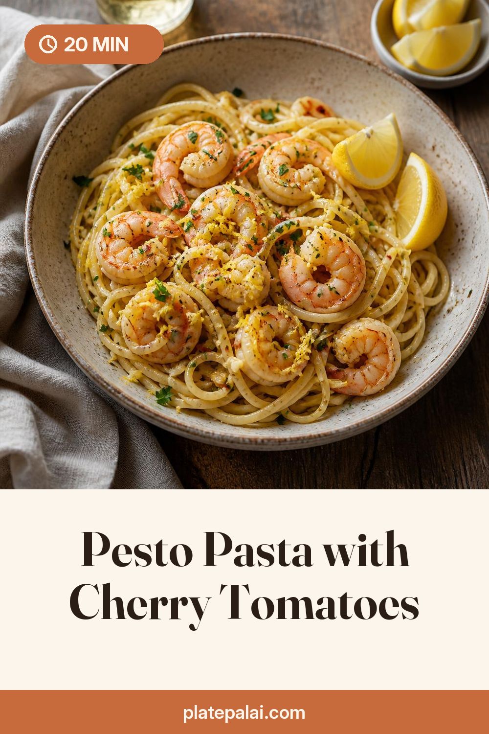 Pesto Pasta with Cherry Tomatoes recipe pin