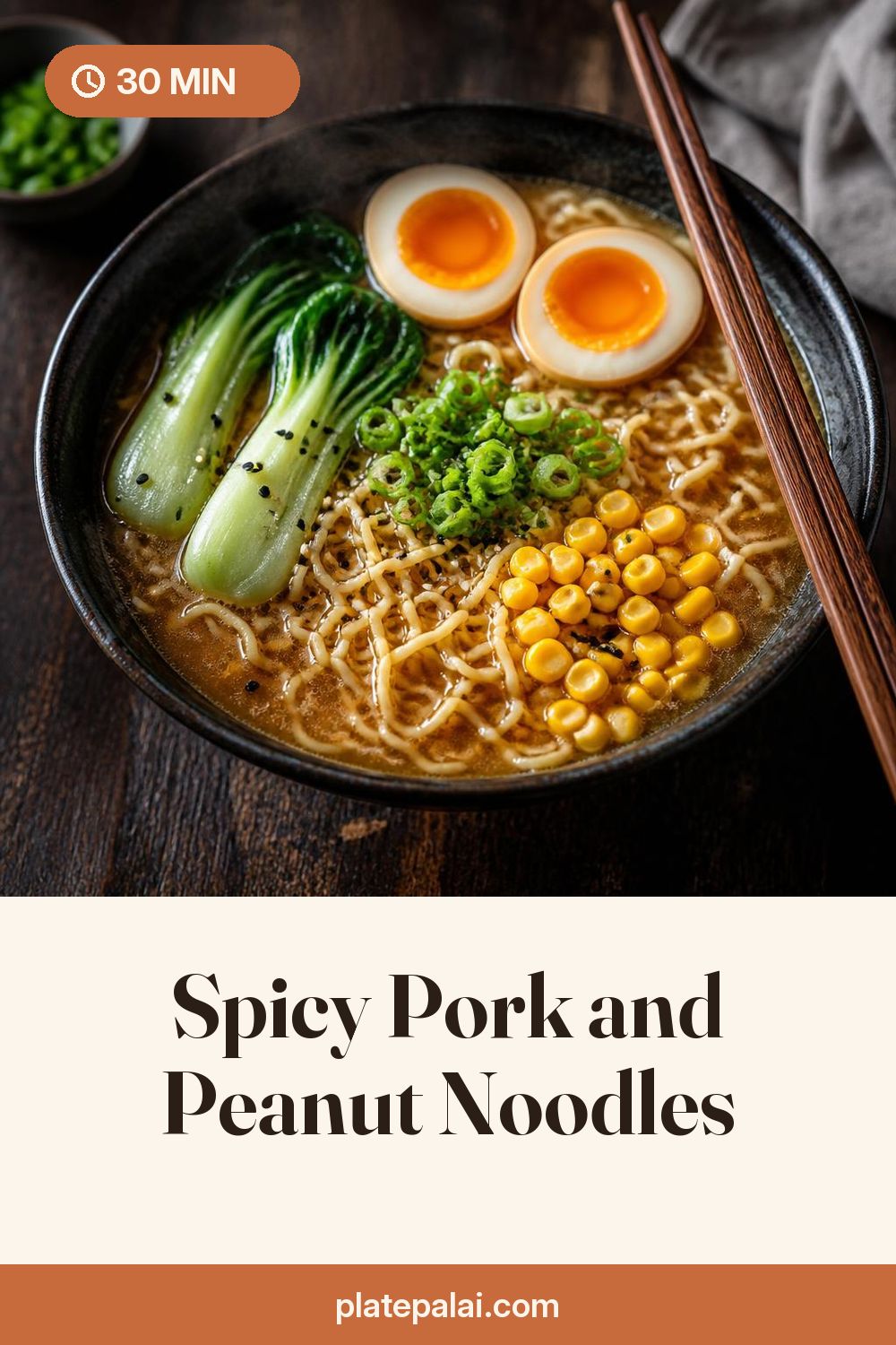 Spicy Pork and Peanut Noodles recipe pin