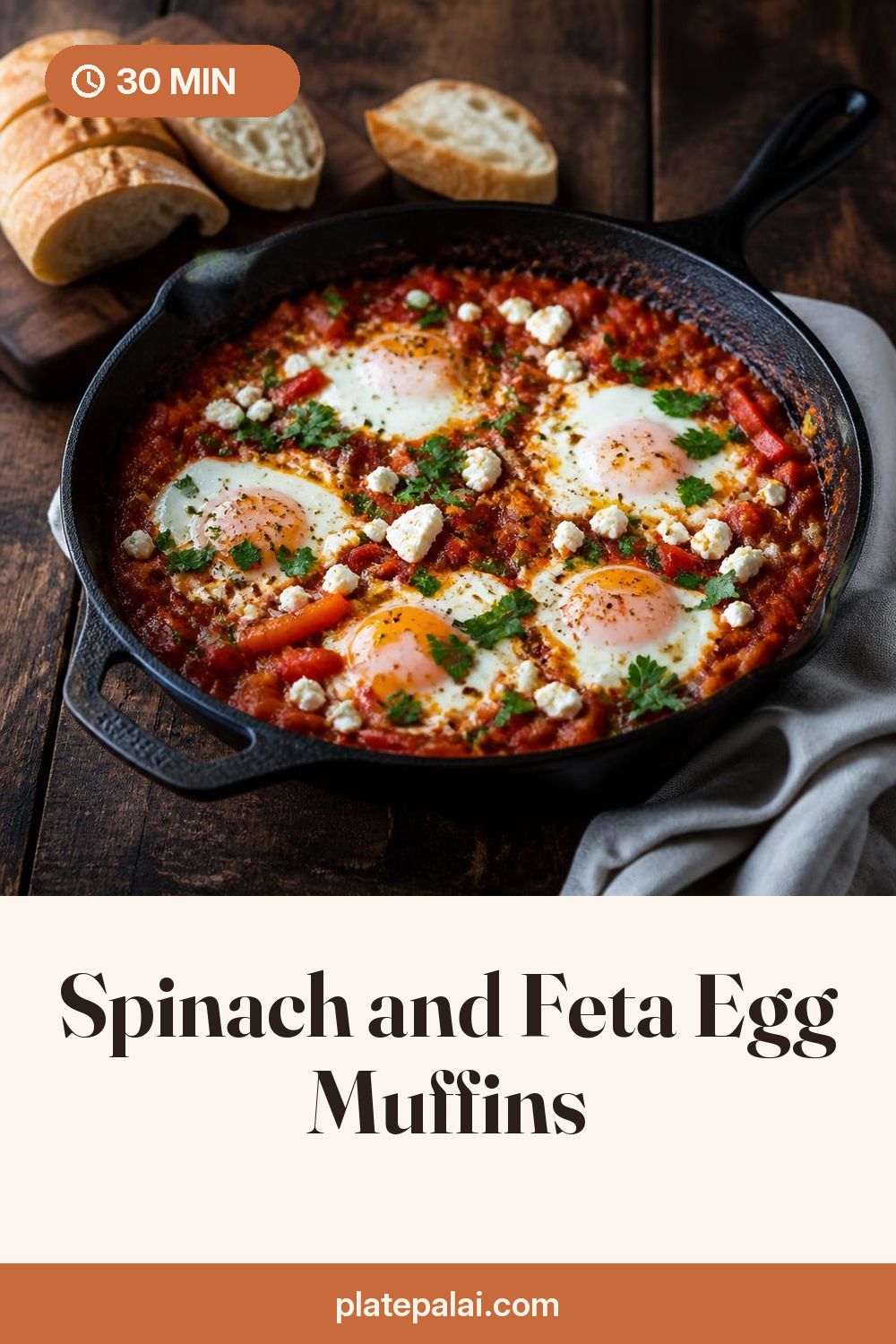 Spinach and Feta Egg Muffins recipe pin