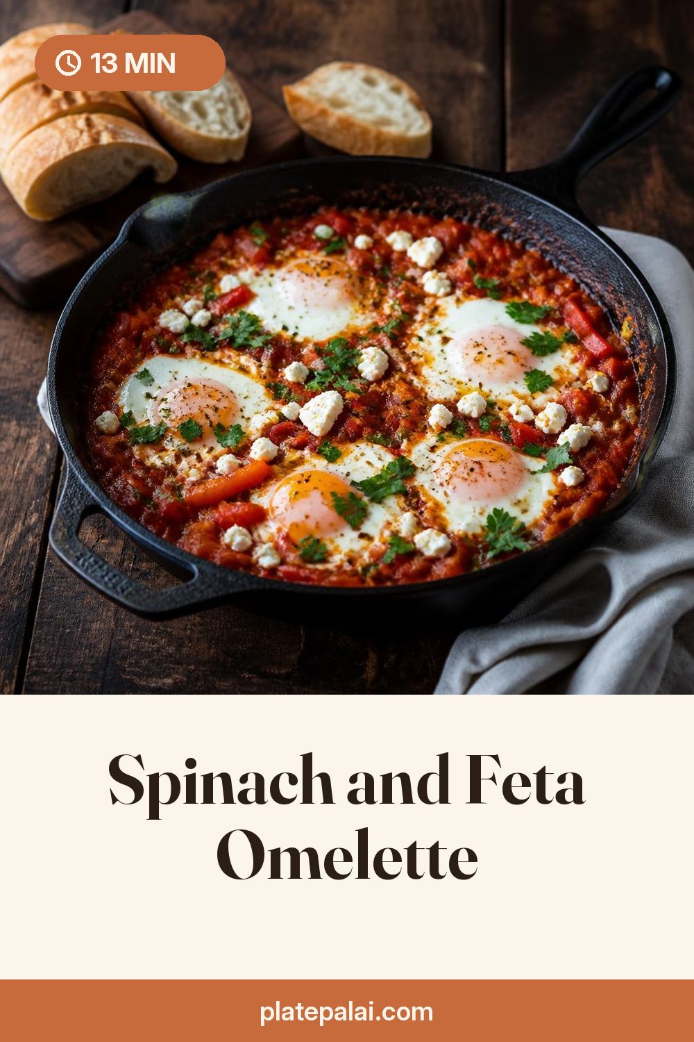 Spinach and Feta Omelette recipe pin