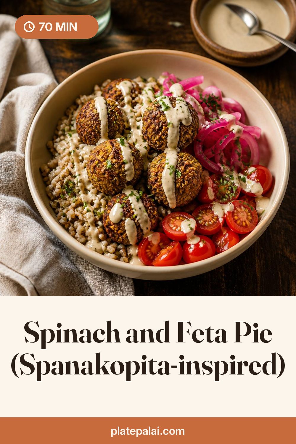 Spinach and Feta Pie (Spanakopita-inspired) recipe pin