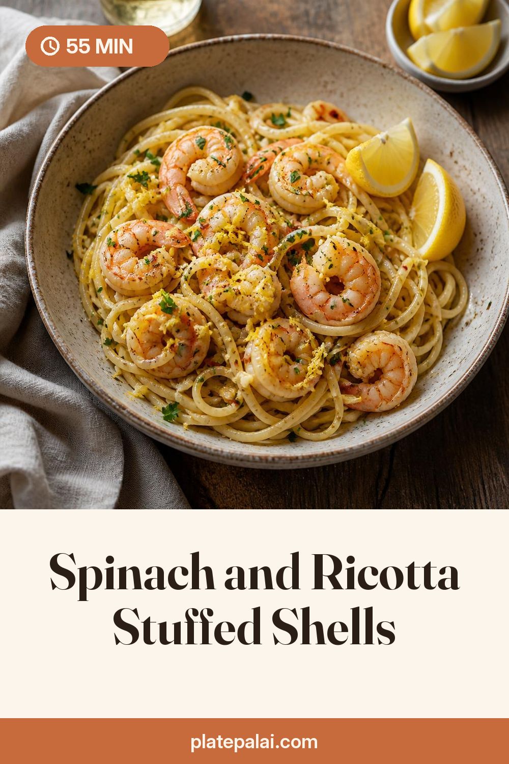 Spinach and Ricotta Stuffed Shells recipe pin